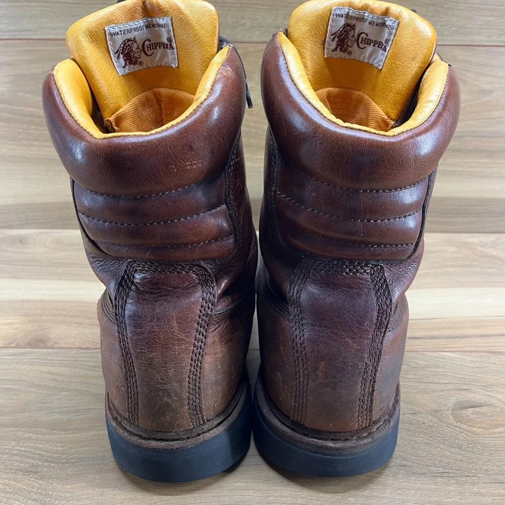 Chippewa Mens Work Boots Size 11.5 M Plain Toe Lace Up Brown Leather